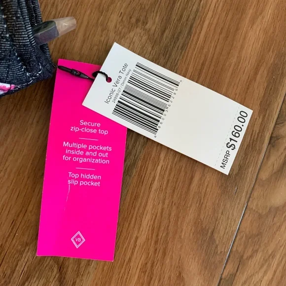 Vera Bradley Patchwork Iconic Vera Tote in Denim Navy New - Picture 7 of 7